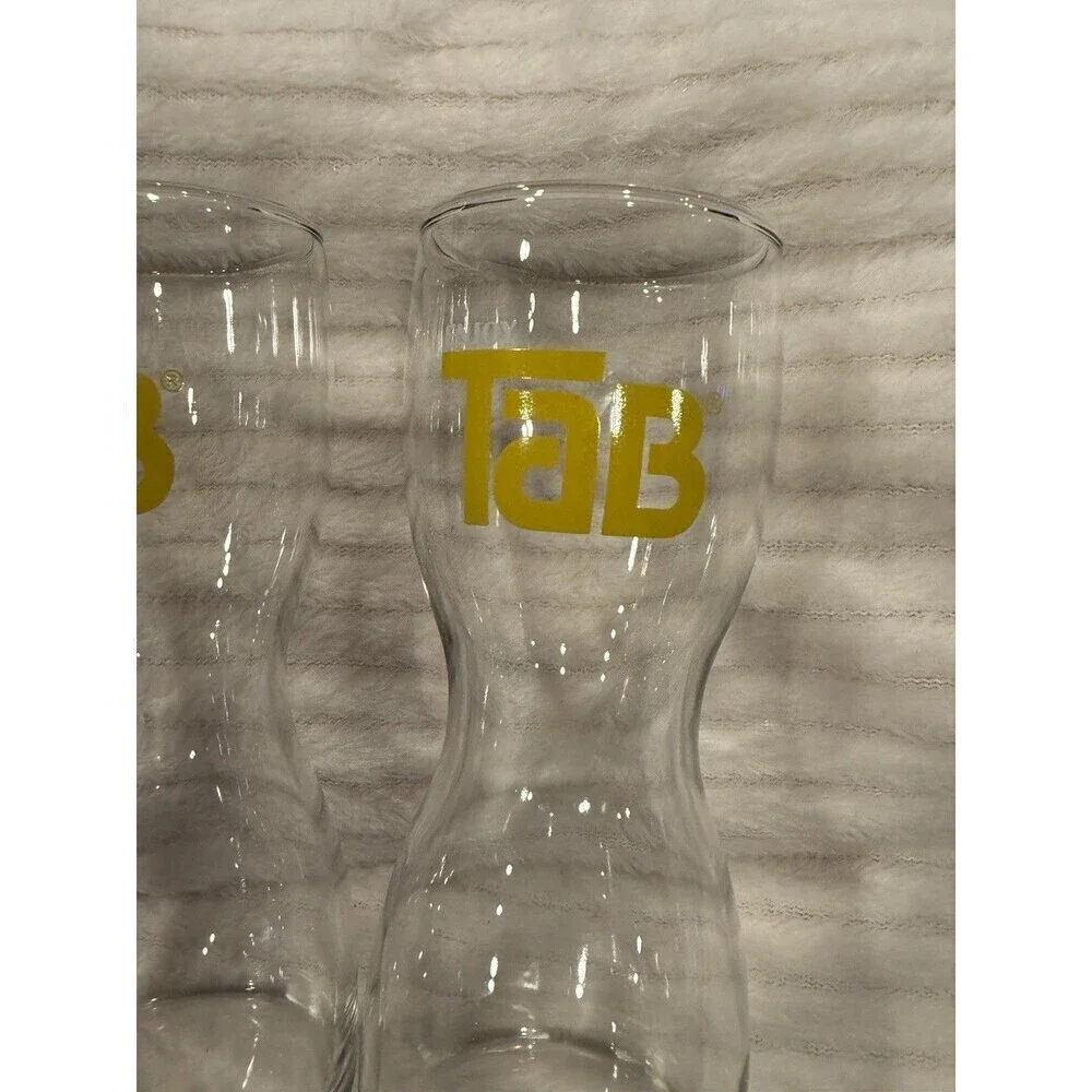 Set Of Two Vintage Tab Cola Enjoy Tab Cola Drinking Glasses Hourglass  7